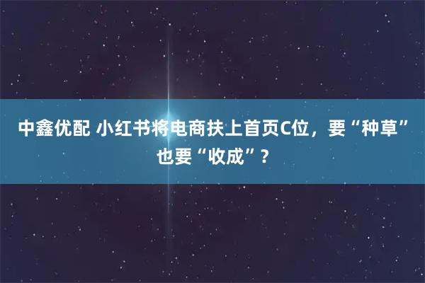 中鑫优配 小红书将电商扶上首页C位，要“种草”也要“收成”？